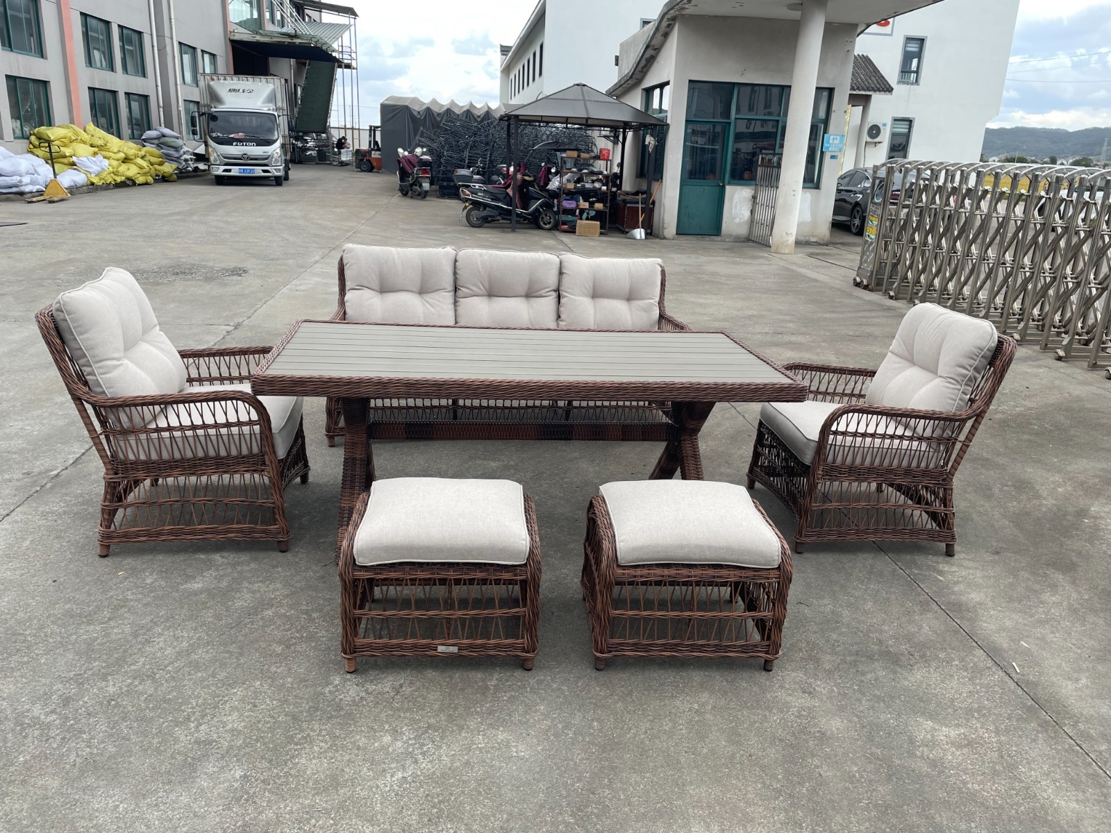 Обеденный комплект ALBERT из искусственного ротанга коричневый 1